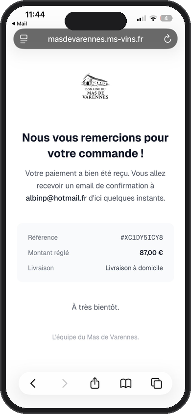 Commande confirmée